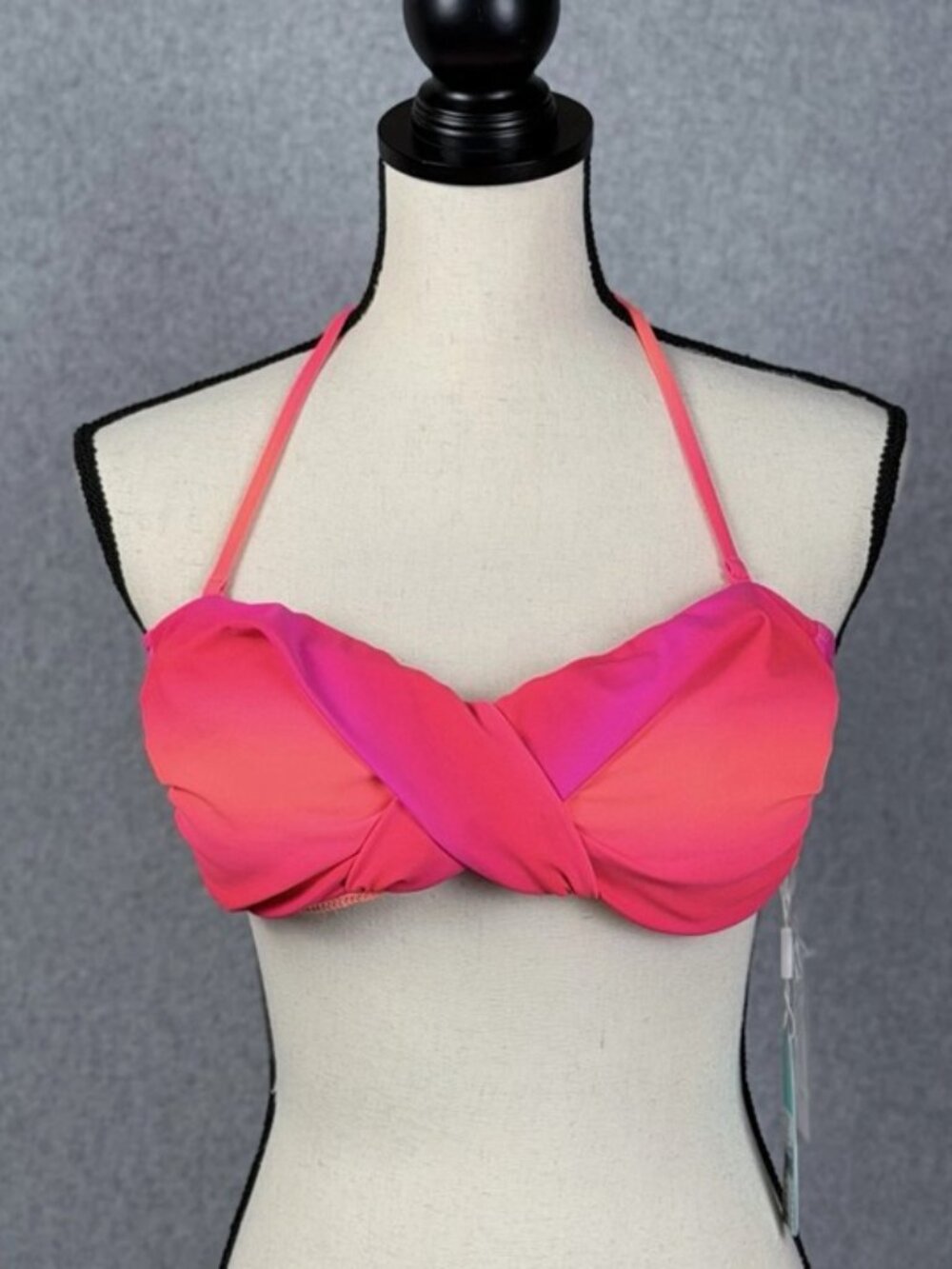 Seafolly Miami Seps Twist Bandeau Neon Melon Halter Bikini Top 33010-425 US Sz 8